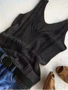 Solid Color Knit Tank Top, Casual Sleeveless Ribbed V-Neck Women's Vest, Comfortable and Stylish, Perfect for Daily Wear, Soft and Breathable Material