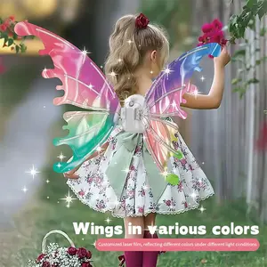 Girls' Electric Glowing Musical Wings, Fairy Princess Angel Back Wings Costume, Children Outdoor Stage Prop Toy, Festival Decoration Gift