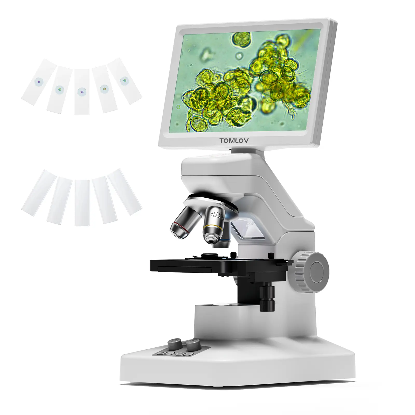 TOMLOV DM301 Max Digital Microscope - 7" IPS Touchscreen, X-Y Stage, 1200x Zoom, USB & HDMI Output, Rechargeable Cordless, High Clarity, Android/iOS Compatible for Science Learning, Biological Structure, Microscopic Life, Paramecia, Home Education