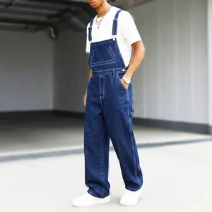 Men's Baggy Wide Leg Denim Bib Overalls - 90s Vintage Streetwear Menswear Fashion, Baggy Long Overalls, Bib Style Design