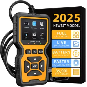 Car OBD2 Scanner Diagnostic Tool Code Reader, Car Voltage Tester Engine Fault Code Scanner, Charging Tester Diagnostic Tool For OBDII Protocol Cars V519 Yellow Lcd Screen Battery