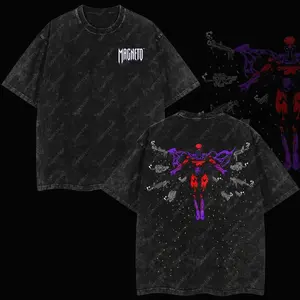 Superstyle The Mutant Messiah "Master of Magnetism" Magneto MCU Edition Double Printed Oversize Lightweight Acid Washed Tee TV Series Graphic Design Top Cotton Streetwear Comic Superheroes T-Shirt Hoodie Sweater Clothes Menswear Womenswear J8C XXE