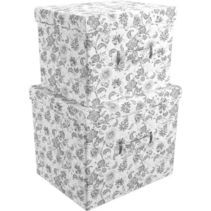 Essential Collapsible Stackable Decorative Home Storage Organization With Lidded Tops Set of 2 Nesting Boxes with Lids Bedford Floral