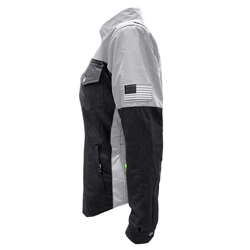 Flannel Reflective Shirt "Alloy Eclipse" for Women - Black and Silver with Pads