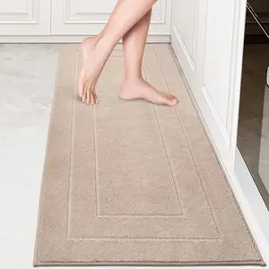 Machine Washable Kitchen Runner Rug 24" x 59", Non-Slip/Skid Hallway Runner Rug, Super Absorbent Soft Area Rug for Kitchen, Hallway & Laundry, Beige