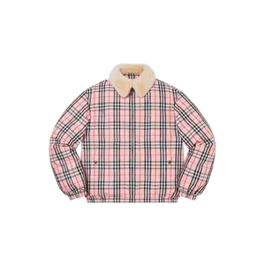 Burberry Shearling Collar Down Puffer Jacket "SS22 - Pink Plaid" SU11577