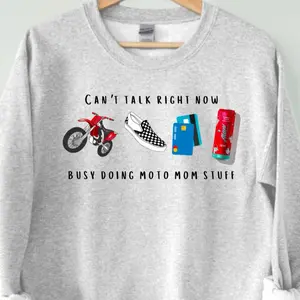 Moto Mom Crewneck Sweatshirt - funny, casual checkered