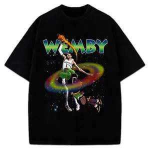 Victor Wembanyama Wemby Space Jam Monstar Dunk 90's Vintage Style T-Shirt, Graphic Tee, Crew Neck, Short Sleeve, Fitted Tee, Medium - Underwear Tops Menswear