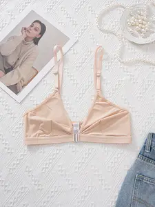 Women's Thin Lightweight Lace Bralette Bra, No Cup Pads No Steel Ring Sexy Triangle Cups, Daily Everyday Date Wear, Medium Support, Fitted, Plain Design