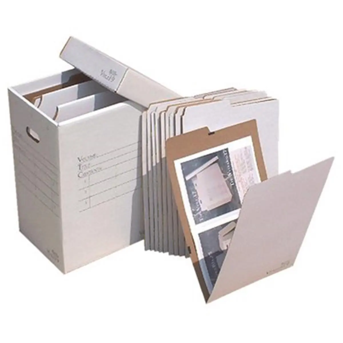 Corrugated Cardboard Stackable Storage Cabinet - Cost-Effective Rectangular File Sorter with Interior Partitions, 10 VFolder19 Units, Gray Lettering, 14x12x20" Capacity, Label Top/Front/Side, Convenient Vertical File for 12x18in Office Documents, Boxed