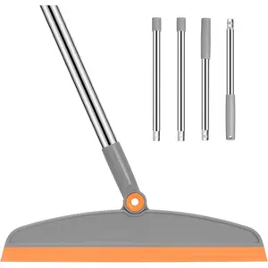 Multifunction 54 Inch 2 in 1 Silicone Broom Floor Squeegee Sweep and Scrape Cleaning Rubber Broom for Floor Bathrooms Kitchens Showers Tile Pet Hair Glass