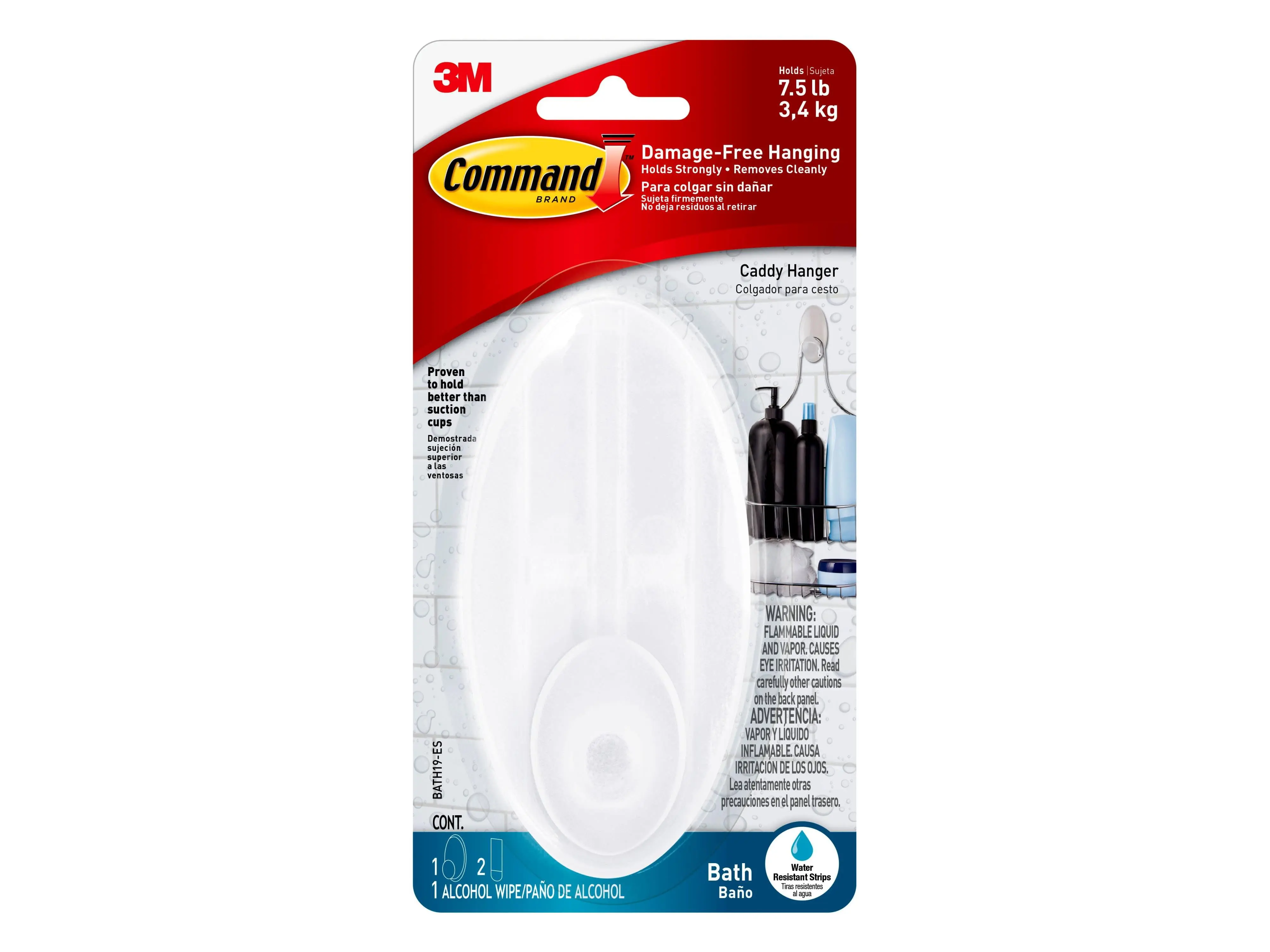 Command 5-in Plastic Caddy Hanger Hook, Frost White Wood Organiser for Home Improvement Bathroom Fixtures