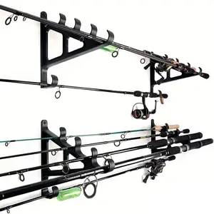 Wall-Mounted Fishing Rod Tool Storage Rack, Garage Vertical Fishing Rod Holder, Holds Up to 9 Rods, Fits Diameters 3-19mm