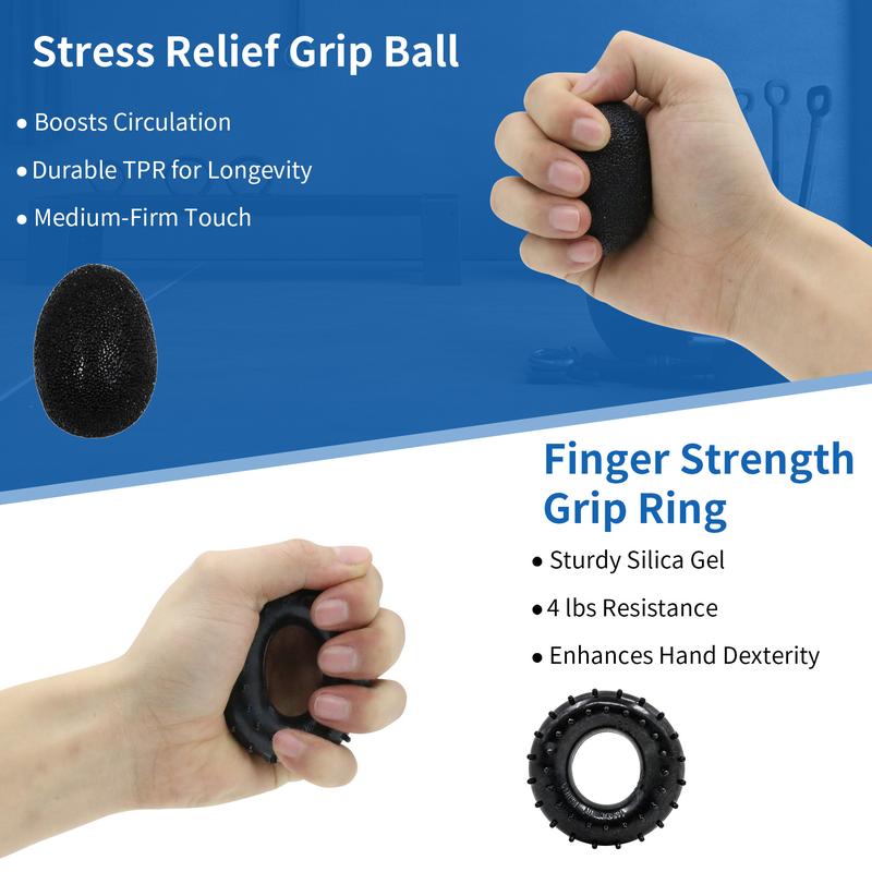 5 PCS Grip Strength Trainer Kit, Adjustable Hand Gripper with counter, Finger Exerciser, Grip Ring, Finger Stretchers, Stress Relief Ball for Rehab, Strength & Recovery finger grip strengthener big mama grip hand grip exerciser body workout adjustable
