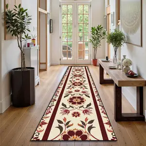 Bohemian Style Floral Pattern Runner Rug, 1 Count Non-slip Washable Carpet, Decorative Area Rug for Home Living Room Bedroom Study Room