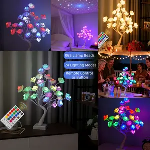 Rose Tree Night Light, Battery or USB Powered, Remote Control Lighting, Desktop Lamp, Bedroom Lighting, Holiday Decorative Lights, Indoor Decor, Valentine’s Day Gift, Home Decor, Decorative Lamp