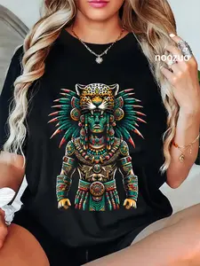 100% Cotton Unisex Aztec Jaguar Warrior Aztec Culture Mayan Indigenous T-Shirt