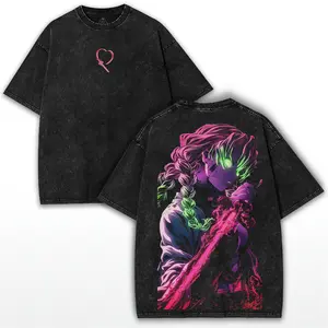 Mitsuri Washed Oversized Tee – Love Hashira Inspired Vintage Graphic | Anime Streetwear Fit Basic Cotton