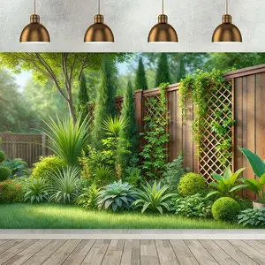 Plant Pattern Wall Decor, 1 Count Green Plant Theme Party Banner, Photo Props Background Cloth, Indoor and Outdoor Garden Party Decoration, Ornaments