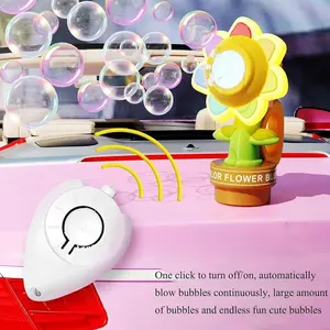 Intelligent remote control sunflower bubble machine, seven colors of bubbles, suitable for children aged 4 8 and car toys Automatic Bubble Maker with Music and Lights head bobbing bubble machine solution Rechargeable Seven Color Bubble Machine