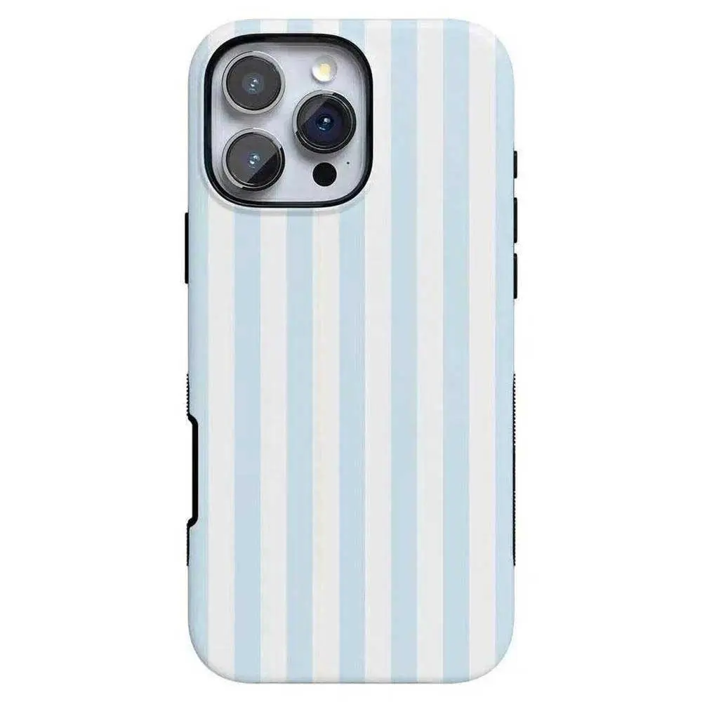 Blue Stripes Sunday Case, Phone Case For Her Beachy Summer for iPhone 17 16 15 Pro