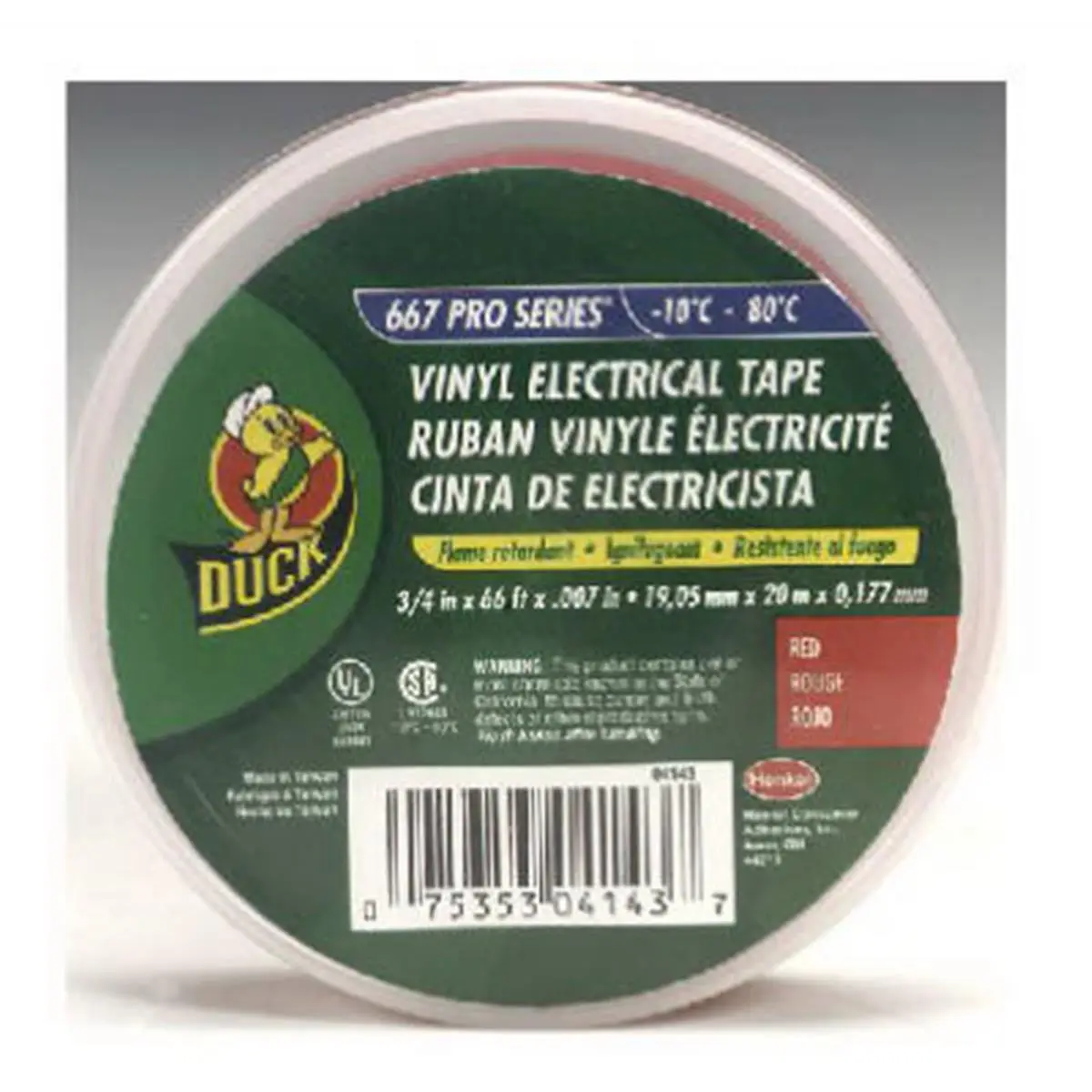 Duck 04143 Red Vinyl Adhesive Repair Insulating Tape, 0.75 in x 66 ft Sticky Non-Conductive Insulating Solution for Tools & Hardware Adhesives, Tapes & Sealers, Sticky Insulating Tape