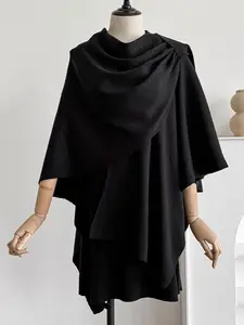 Women's Solid Color Cape Shawl Scarf, Casual Elegant Open Front Cape Shawl for Daily Wear, Fashion Accessories for Women & Girls