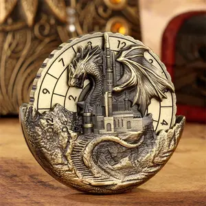 Vintage Dragon Castle Dice Tray, Metal Durable Dice Fingertip Spinner, Tabletop Role-Playing Game Accessories, Dual-Sided Rotating Number Discs for Indoor Entertainment RPG Gaming