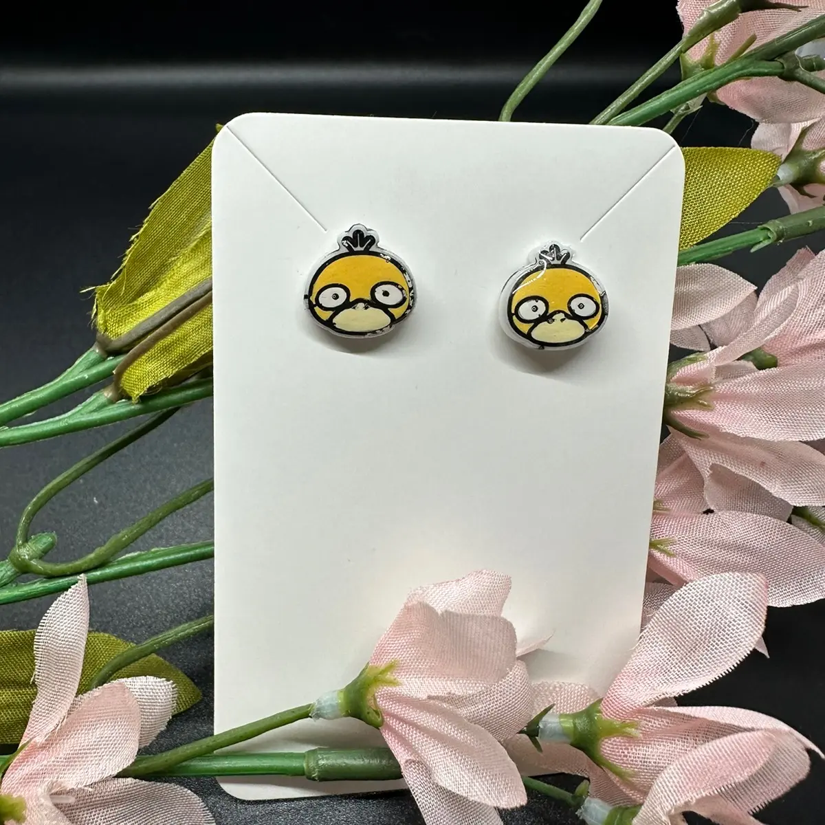 Confused psychic duck stud earrings