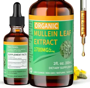 1700mg Mullein Drops for Lungs, Organic Mullein Leaf Extract for Lungs Cleanse, Mullein Supplement Tincture Drops for Immune & Respiratory Support, Non-GMO & Vegan, 2 Fl Oz (1)