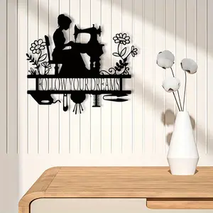 Vintage Sewing Machine Metal Wall Decor, Powder Coated Iron Floral Gear Design, Unique Gift for Sewing Lovers, Holiday Decoration