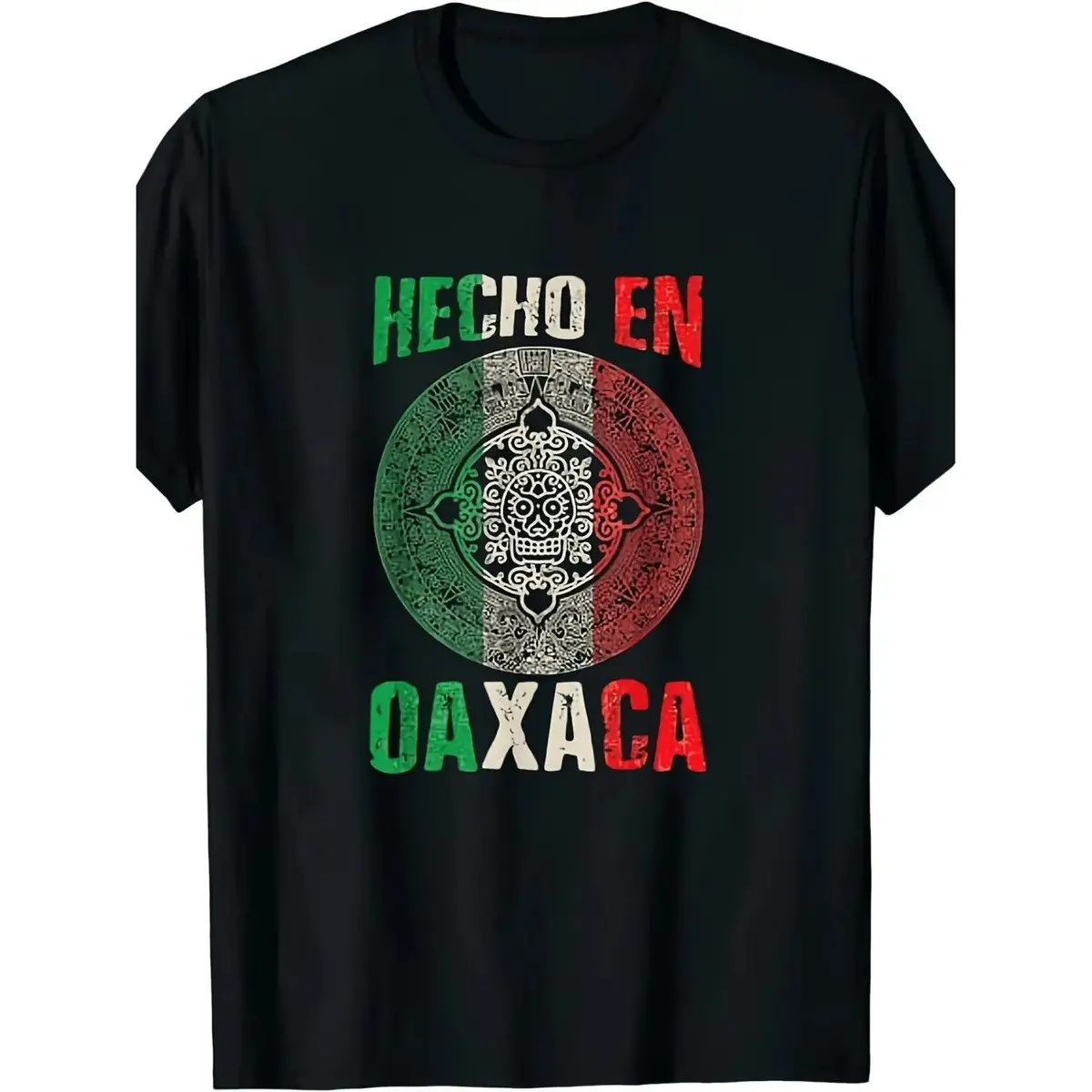 Vintage Mexican Cultural Short-Sleeve Casual Round Neck T-Shirt - Hecho en Oaxaca Graphic Tee with State Pride Design