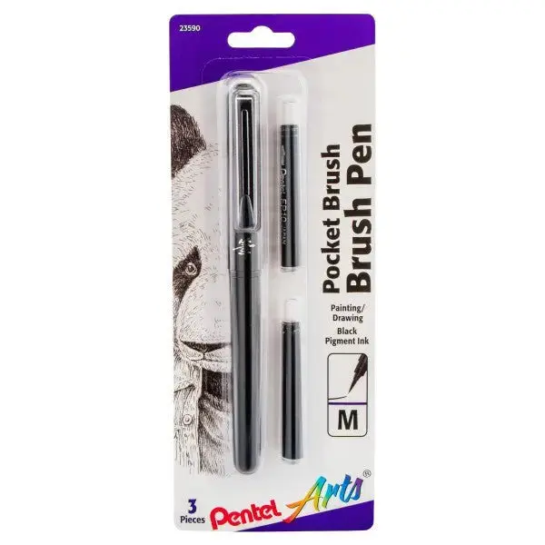 Pocket Brush Pen with 2 Black Refills