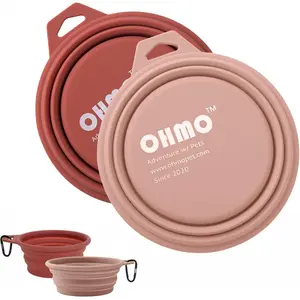 OHMO Large Collapsible Dog Bowls, (2 Pack 27oz/800ml) Premium Silicone Portable Travel Water Food Foldable Bowls Pet Feeding Bowl for Outdoor Camping Hiking