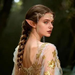 LaVenty Renaissance Elf Costume Renaissance Headpiece Woodland Fairy Crown Headband Elf Ears Forest Elf