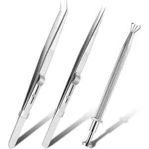 3 Pack Diamond Holder Pick Up Tool - Stainless Steel Tweezers with Diamond Claw and Stone Jewelry Grabber