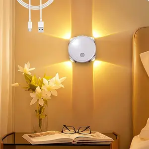 Motion Sensor Light Indoor, Battery Operated Wall Sconce, Touch Dimming Night Light Stepless Color Temperature, Magnetic Mounting Home Decor Light USB Charging, for Corridors, Stairs, and Walk-in Closets, Ambient Decor Lighting