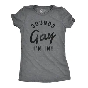 Womens Sounds Gay Im In T Shirt Funny LGBT Pride Tee Funny Womens T Shirts Cute Vintage Fashion Casual Ladies T-Shirt Gift Pride Tops for Women Women's Novelty Tees Dark Grey