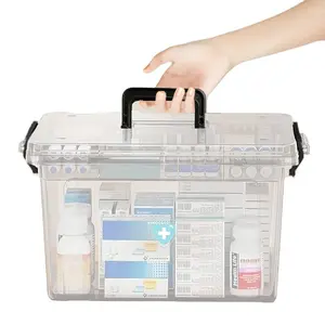 Durable Dual-Layer Medicine Storage Box with Handle, Transparent Waterproof Design, Easy Open Lid, Multi-Compartment, Ideal for Home and Travel
