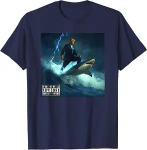 Trump Surfing On A Shark Trump Epic VINTAGE TEE Unisex T-Shirt Hoodie Sweatshirt Tank Top