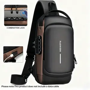 Sling Bag for Men with USB Charging Port Anti-theft Crossbody Bag Adjustable Strap Casual Outdoor Chest Bag for Daily Use Multisport Pack with Main Compartment & Functional Pockets