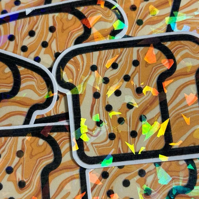 Handmade Marbled Toast Sticker | 2x2 Inch Aesthetic Food Decal for Laptops, Journals, Water Bottles & More cute sticker