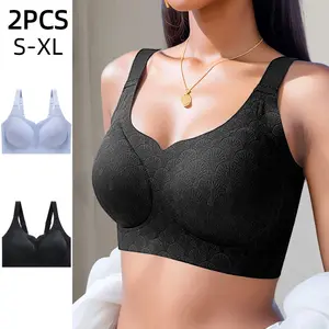 1/2-Pack/ EssElegance Seamless Wireless Bras – Printed, Push-Up, Breathable & Comfortable, Perfect for Summer and All Seasons
