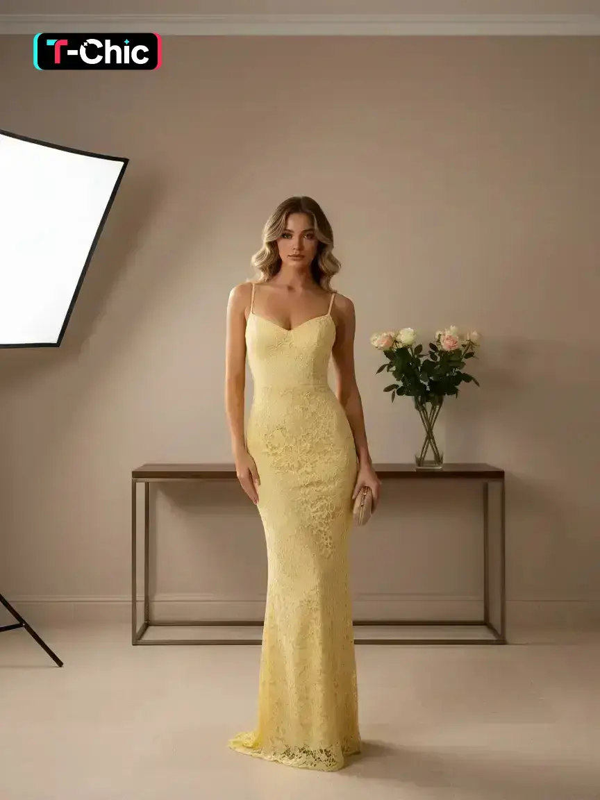 Women's Elegant Romantic Evening Date Valentine's Day Sweet Feminine Formal Dress, Slim-Fitting Spaghetti Strap Sleeveless Lace Mesh Long Dress, Sexy Plain Style Evening Banquet Gown - TikTok Shop Women's Elegant Romantic Evening Date Valentine's Day Sweet Feminine Formal Dress, Slim-Fitting Spaghetti Strap Sleeveless Lace Mesh Long Dress, Sexy Plain Style Evening Banquet Gown - TikTok Shop