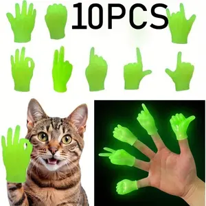 10-Pack Glow-in-the-Dark Green Mini Hand Puppets – Authentic Rubber Finger Puppets, Perfect for Cat Shows, Puppet Shows & Creative Games. Portable & Durable, Ideal for Indoor Use
