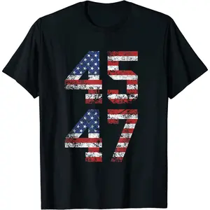 100% Cotton Top 45 47 Trump Shirt Trump 45 Casual Graphics T-Shirt