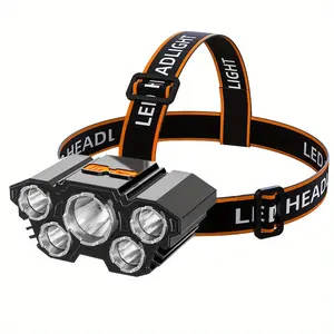 Ultra Bright 5-LED Headlamp + P50 Tactical Flashlight Set – Long Range, USB Rechargeable, Heavy Duty – Outdoor Camping, Fishing & Emergency Use