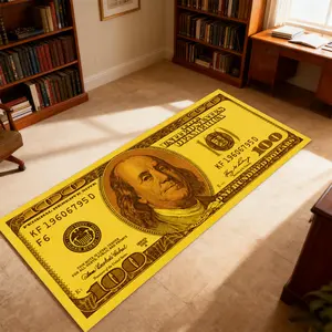 Luxury gold dollar rug, 1 count long rug, runner rug, non-slip, soft, machine washable floor mat, suitable for home decor, creative dollar dollar pattern decorative rug, ideal for living rooms and bedrooms, kitchen bathroom，comfortable room decoration