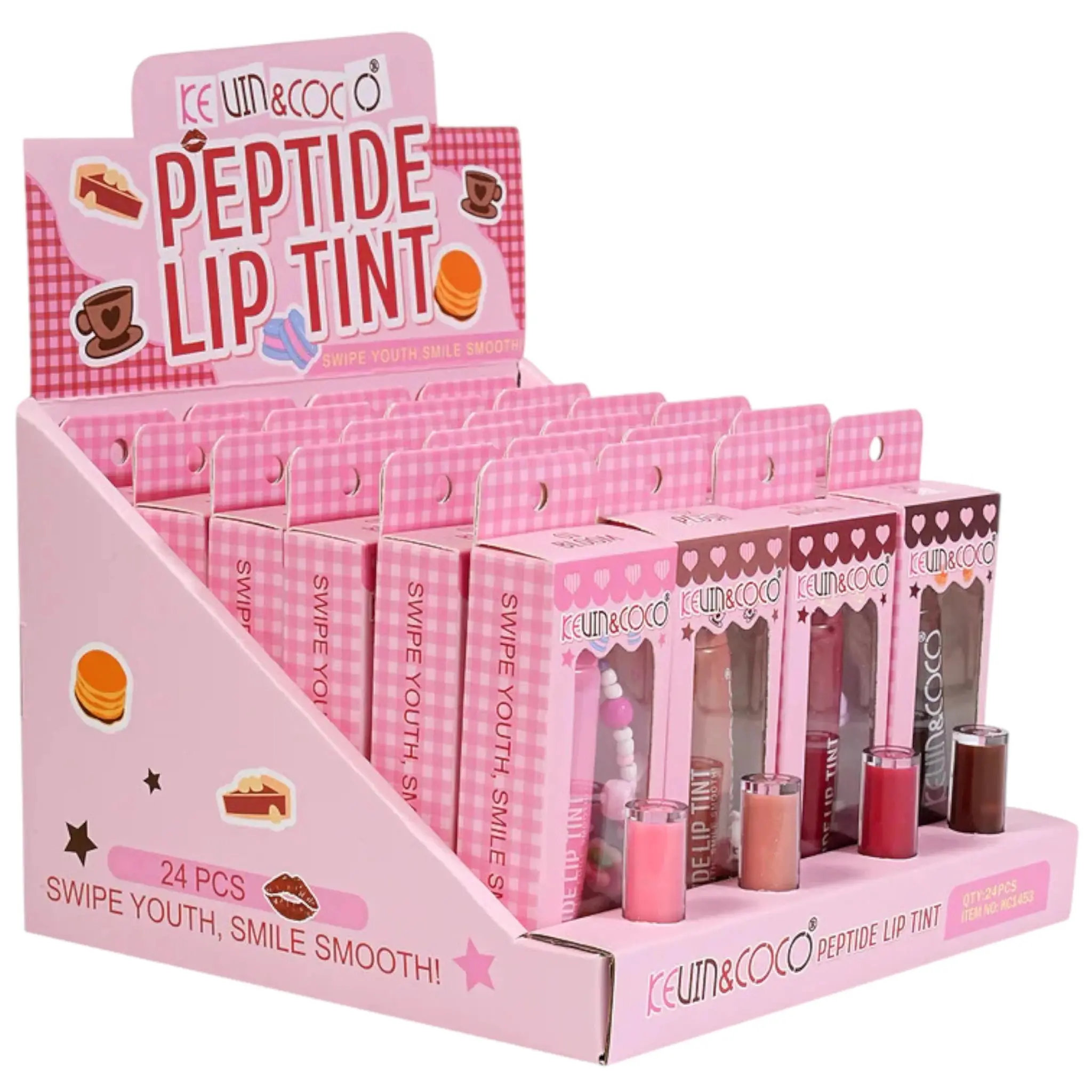 Tinte Labial Péptido Kevin & Coco - Venta al por Mayor Display 24 Unidades (KC1453)