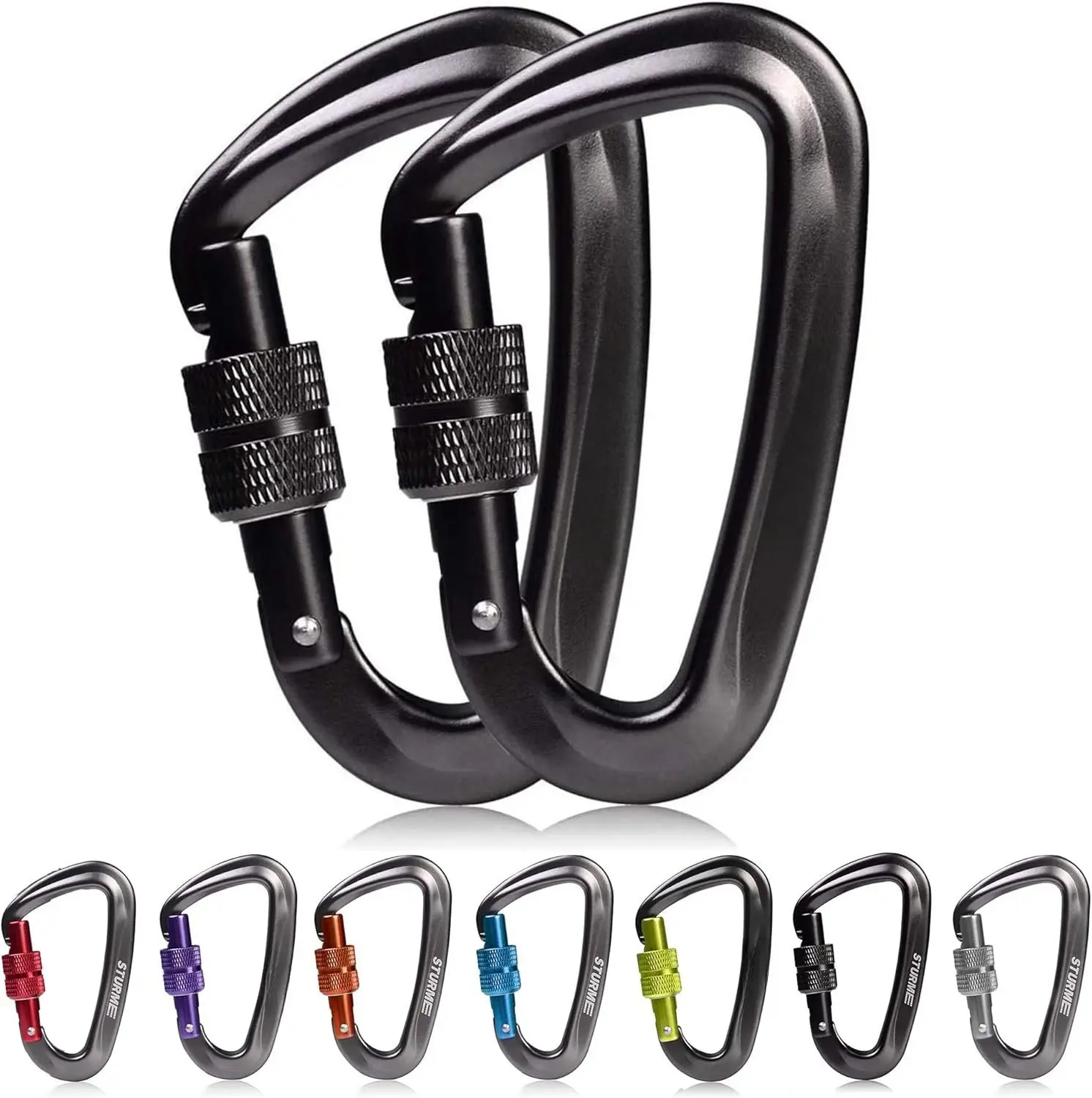 Carabiner Clip 12KN Aluminium Wiregate Lightweight Heavy Duty Large  Durable D-Ring Hooks Spring Snap Link  Clips Set for Hammock Improved Design 2022